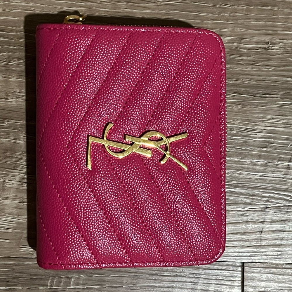 Saint Laurent Compact Zip Around Wallet- Fuxia Couture